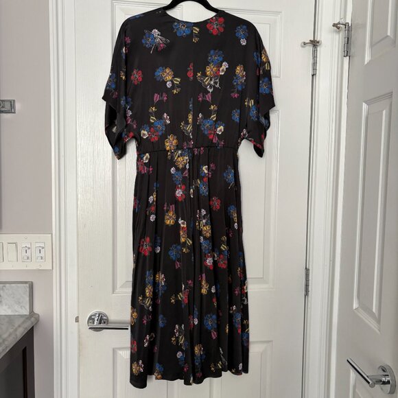 Catherine Malandrino Women's Black Floral Print Silk Blend Dress Size 10 - Picture 2 of 5